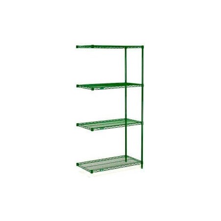 Nexel    Poly-Green   , 4 Tier, Wire Shelving Add-On Unit, 54W X 21D X 54H